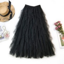 사계절 맥시 레이스 프릴 롱 스커트 패션 투투 tulle skirt 여성 긴