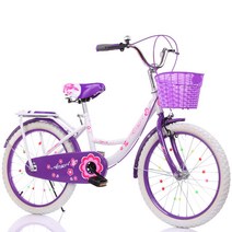 어린이 자전거 여아 10세 이상 3학년 초등학생 자전거 타기 20촌 22촌 어린이 자전거 발자전거, 보라색흰색타이어+보조바퀴_16인치적합85-110cm