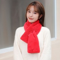 따뜻한 인조 모피 플러시 럭셔리 디자이너 스카프 여성용 귀여운 핑크 크로스