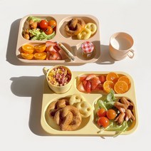 파스텔 안심 유아 식판 컵 세트 3color 자기주도 아기식판 어린이집 유치원 간식 성인 다이어트 식판, 미드 그린