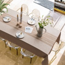 린넨 방수 식탁보 테이블보 차테이블 장방형 식탁보, 110x110cm, 갈색-B