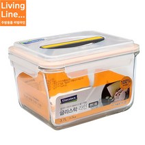 Living 글라스락 내열 강화유리 김치통 노란 손잡이 장이찌통 냉장고 밀폐 보관용기 [사이즈선택], 3700ml, [ 1개 ]
