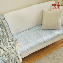 앳홈 노블 체크 토퍼형 소파패드 4인용, 블루그레이