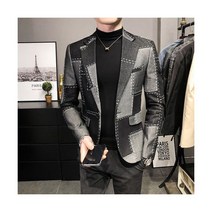 봄 가을 블레이저 남성 슬림 피트 영국 체크무늬 정장 재킷 파티 웨딩 비즈니스 캐주얼 코트