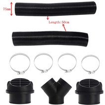 블랙 75mm 자동차 히터 파이프 덕트 자동차 히터 공기 출구 덕팅 Y 분기 호스 클립 주차 디젤 히터 교체, 덕트 Y 분기