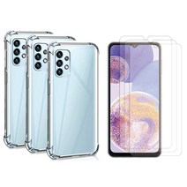 스톤스틸 갤럭시 A23 방탄 강화 유리 액정 보호 필름 3장 + TPU 투명 젤리 방탄 범퍼 케이스 3개, 강화유리3+투명범퍼3