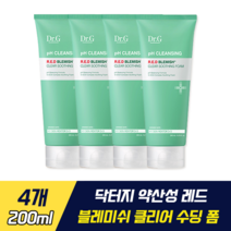 닥터지 약산성 레드 블레미쉬 클리어 수딩 폼 피지 잡는 수분 진정 송중기 클렌징 약산성 멀티프로바이오 저자극 세안 피지 각질 여드름성 피부 3단 클리어 세정 시카 히알루론산 케어, 4개, 200ml