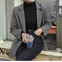 티피/Teepie 체크 캐주얼 정장 코트 쇼트 도톰 모던 빈티지 코트