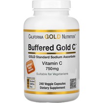 CGN 캘리포니아 골드 뉴트리션 버퍼드 골드C 비타민C 750mg 240개입 베지캡슐 California Gold Nutrition 비건 베지테리안, 기본