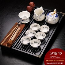 중국 다도세트 전통 다기세트 티찻잔세트 차, 10개, 10