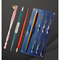 만년필 펜촉 닙 교체 서명 필기 캘리그라피 독학 입문 EF F 딥펜 잉크펜 오블리크 세트, 롱바디 블랙 라운드