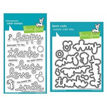Lawn Fawn Scripty Bubble Sentiments 10.2cm x 15.2cm 투명 스탬프 세트 및 조정 주사위 2개 번들 (LF2502 LF2503)