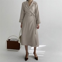 [VY] 여자 나들이 오버랩 카라 청순룩 핀턱 롱원피스