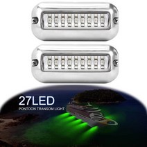 27 LED 스테인레스 스틸 해양 네비게이션 조명 50W 수중 폰툰 보트 IP68 방수 요트 선박 낚시 야간 램프, [06] 2pcs Green