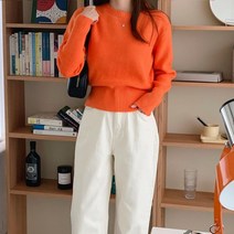 셀러허브(잡화) 여자 비비드 무지개컬러 라운드넥 밴드 니트