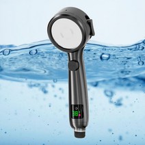 온도 샤워기헤드 원터치 LED 수압상승 샤워기블랙, 상세페이지 참조