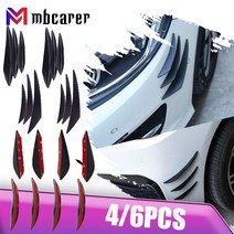 46pcs Car Front Bumper Lip Decoration Diffuser Shunt Fin Body Spoiler Canard Universal Auto Modified, [04] 4Pcs Fibre Black