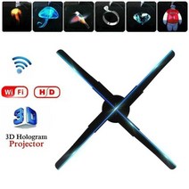 새로운 3D WiFi 홀로그램 프로젝터 내장 8G 스토리지 45cm 4 블레이드 회전 고화질 LED 광고 프로젝션, 한개옵션1, 01 EU