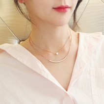 pkpj 써지컬 두줄 체인 화이트큐빅 레이어드 목걸이