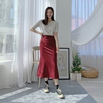 바나나쵸코 허리 밴딩 세미 머메이드 스커트