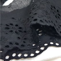 혜인천 면레이스 검정 펀칭 꽃레이스 원단 의류 레이스원단, 검정레이스