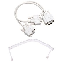 새로운 1 PC to 2 모니터 VGA 비디오 및 1.5m 4.9ft 흰색 스트레치 RJ9 4P4C 핸드셋 전화 코일 케이블 용 스플리터 케이블, 하나, 하얀색