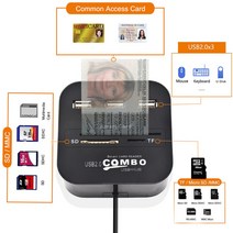 UTHAI X03 1 USB SIM 스마트 카드리더기 은행 카드 IC/ID EMV SD TF 3USB 허브 MMC USB-CCID ISO 7816 CACDNIEATM IC SIMS, 옵션.01 빨간