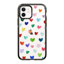 CASETiFY 임팩트 케이스 iPhone 12 - Polka Daub Hearts - 클리어 블랙