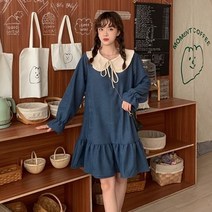 러블리 원피스 코듀로이 프릴 플레어 라인 미니 하객 상견례 봄원피스 스퀘어넥 화이트 여성