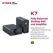 FiiO-K7 밸런스드 HiFi DAC 헤드폰 앰프 AK4493S x 2 XMOS XU208 PCM384kHz DSD256 USB 광 동축 RCA 입력, EU 플러그  (한국)