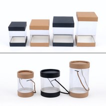 힘찬쇼핑_투명 사각 단상자 원통 케이스 PVC 선물박스 원형 속보이는 케이스 쿠키박스 디퓨저 캔들 수제청, 브라운
