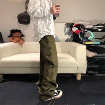 커플룩 ins 일본 와이드 남녀 일자 카고 팬츠 바지 선물