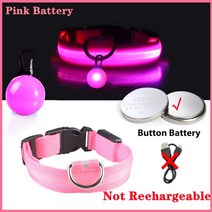 강아지 리드줄 목줄 충전 목걸이 펜던트 분리형 밝은 고양이 밤, 68.Pink Button Battery - S Nec