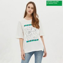 베네통 베네통 드로잉 프레임 티셔츠 BATSA6131_IV