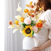 [ 아르띠콜로 감성 조화 화병 세트 ] 유칼립투스 장미 수국 해바라기 인테리어 화분 꽃 장식 부쉬 도자기 세라믹 꽃병, 플라워부쉬 화병세트