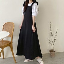 티탁 여성 빅사이즈 데일리 민소매 셔링 어깨끈 러블리 프릴 레이어드룩 롱 원피스 꼬미끈원피스