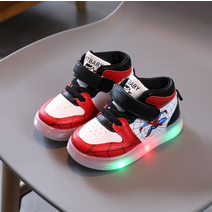 가을 어린이 39 s led 조명 신발 소녀 led 캐주얼 신발 키즈 빛나는 스파이더 맨 번개 소년 빛나는 스포츠 운동화