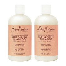 SheaMoisture 컬 앤 샤인 곱슬머리용 코코넛 샴푸 13온스 2개입 히비스커스 함유 파라벤 프리, 13 Fl Oz (Pack of 2)