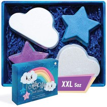 InYourNature 아동용 무지개 배쓰밤 4개의 대형 화이트 구름/다채로운 별 세트 모이스처라이징 시어 버터와 천연 에센셜 오일 포함 크리스마스 소년 그녀/소녀/여성을 위한 생, 2 Stars & 2 Clouds