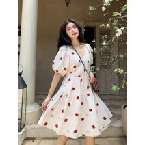 여성을 위한 여름 임신 복장 출산 의류 옷 딸기 파인애플 자수 패턴