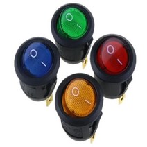 KCD1 220V Ronde Rood geel en blauw groen 3Pin SPDT ON/OFF 로커 Schakelaar AC 125 v/100 v/ 6A licht, 01 Waterproof cap