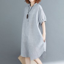 브이너스 소장각헨리넥 롱셔츠 원피스