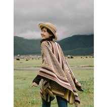 어깨숄 몽골 망토 에스닉 판초 티베트 신장 초원 따뜻한 숄에 두툼한 여행 포토 스카프 코