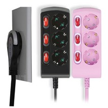 LUG 납작 이지콕 플러그 콘센트 멀티탭 핑크 블랙 3구 4구 5구 6구 1.5M 3M 5M, 3구 블랙