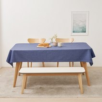 룰루홈 린넨 방수 코팅 식탁보 테이블보 5색 다양 사이즈, (90x130 cm), 린넨 네이비(진청색)
