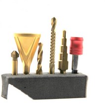 디버링툴 드릴 비트 세트 티타늄 코팅 스텝 디버링 외부 챔퍼 스크류 팁 홀더 펀칭 슬롯 금속, 01