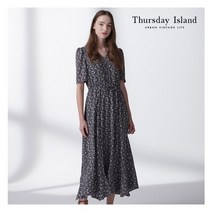 [국내정식매장] 써스데이아일랜드 티셔츠 [Thursday Island] 여성 밑단 변형 V넥 프린트 원피스(T214MOP294W)
