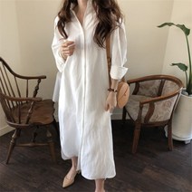 BAISLUN 봄여름신상 여자 오버핏 루즈핏 롱 블라우스 셔츠 원피스 빅사이즈