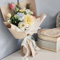 에린지움 프리미엄 꽃다발(파스텔톤 세가지색상) 조화부케, 옐로우 믹스