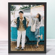 푸아이 주문제작 퍼즐 전문 맞춤 직소퍼즐 원목액자포함 DIY 300 520 1000 1300피스 연인 가족 연예인 사진 PT01, 1300조각(완성형), 조합형퍼즐, 블랙
